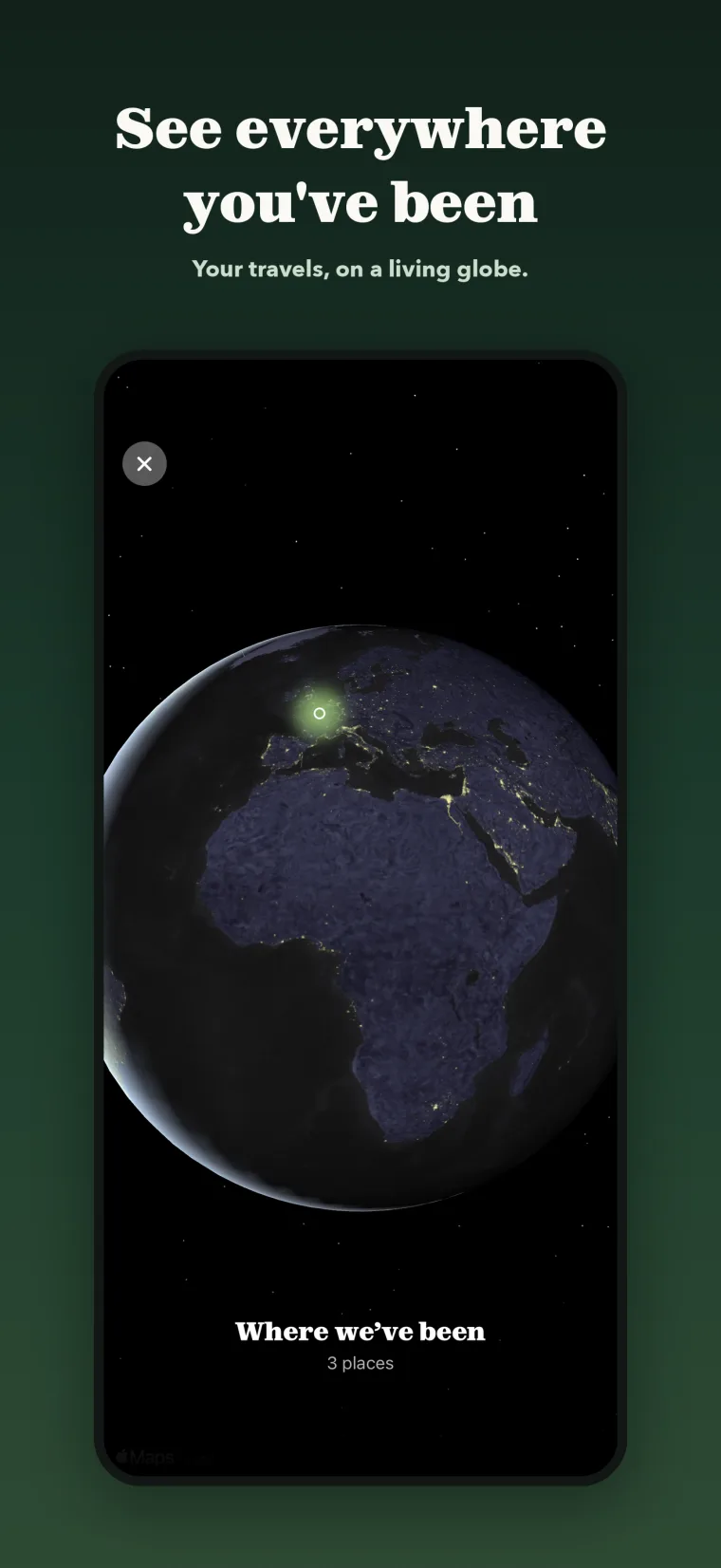 World globe of visited places